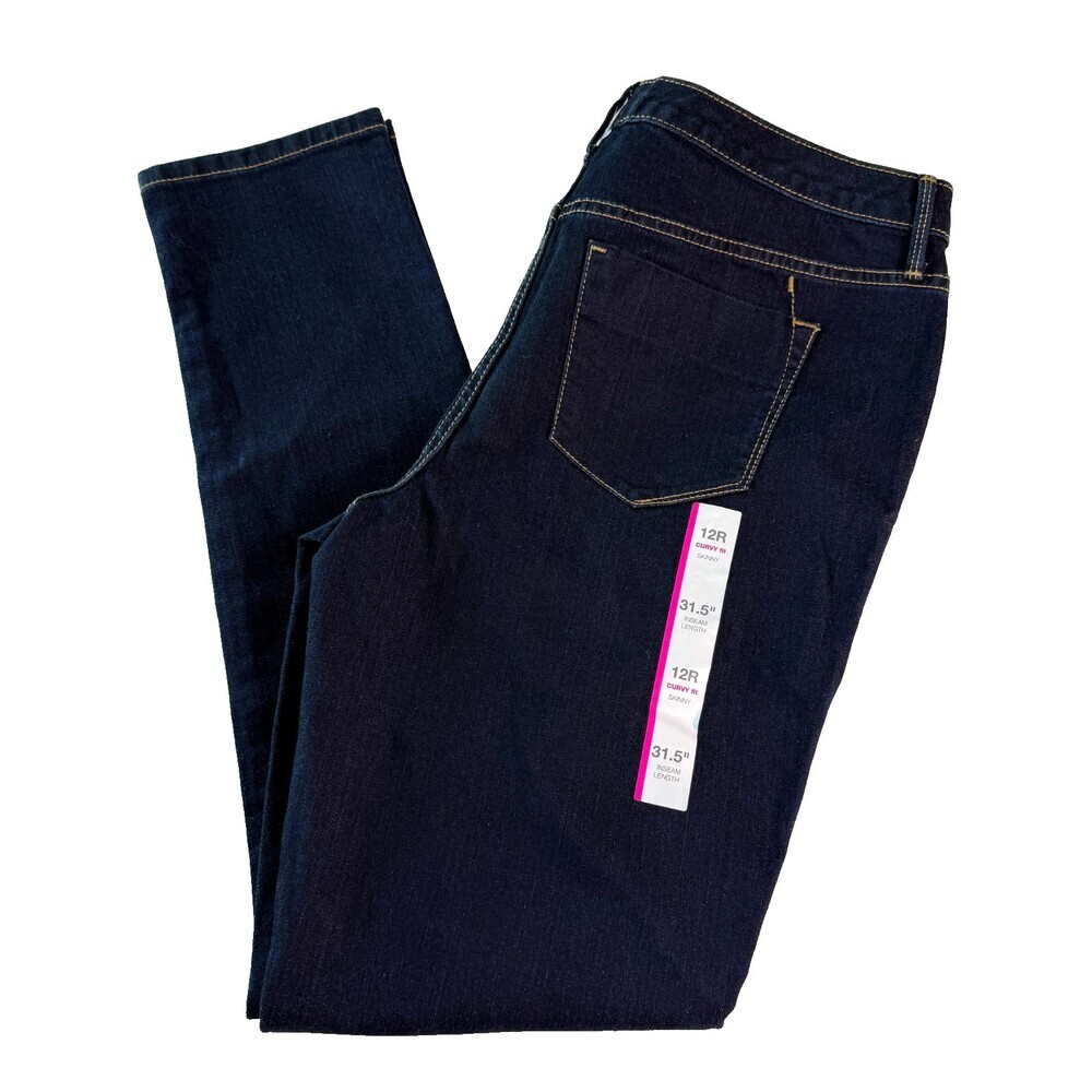 Mossimo NWT Mid-Rise Curvy Skinny Jeans Dark Wash Women's Size 12R 31.5 Inseam
